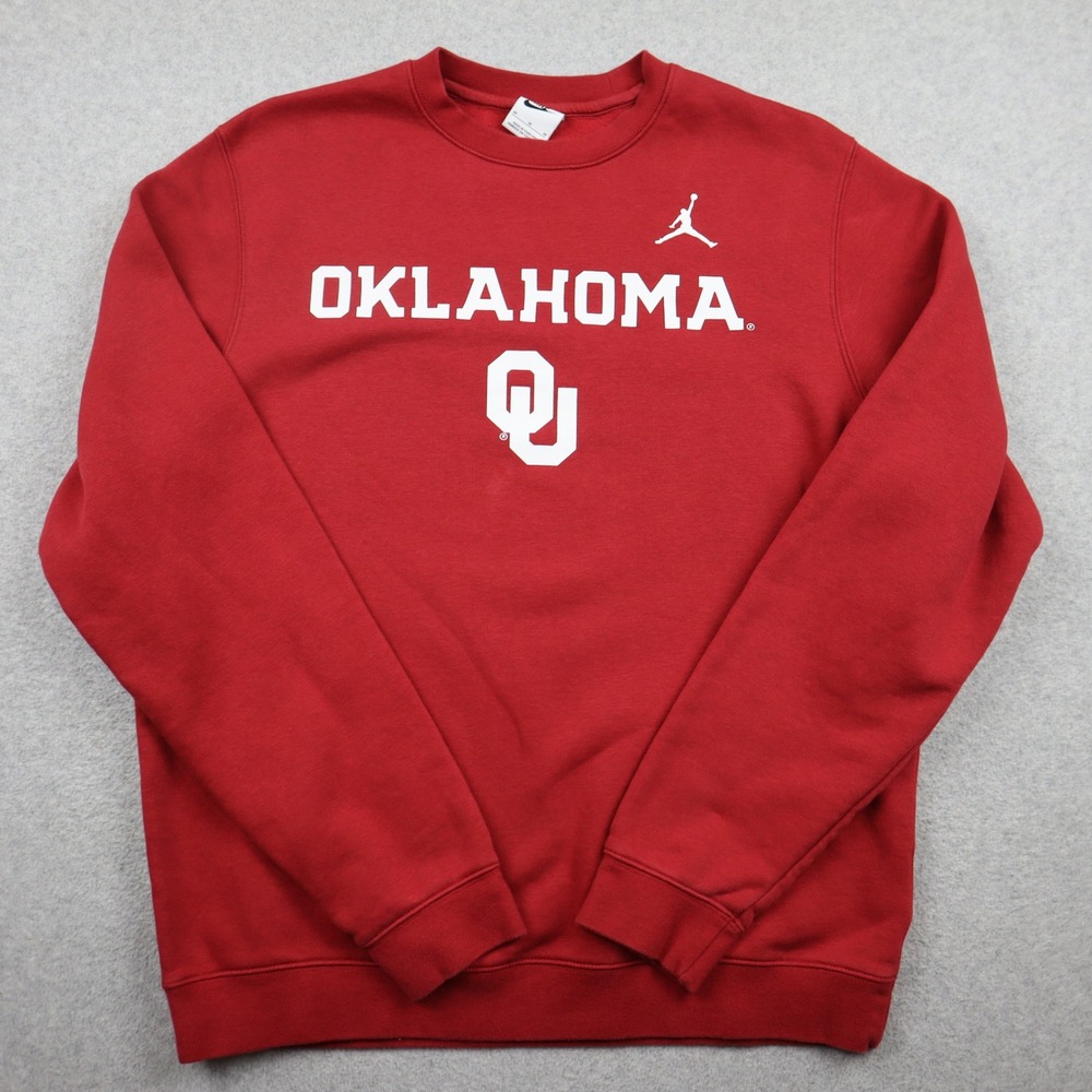 Oklahoma Sooners Nike Jordan Sweatshirt Mens Medium Red NCAA OU Fleece Crewneck